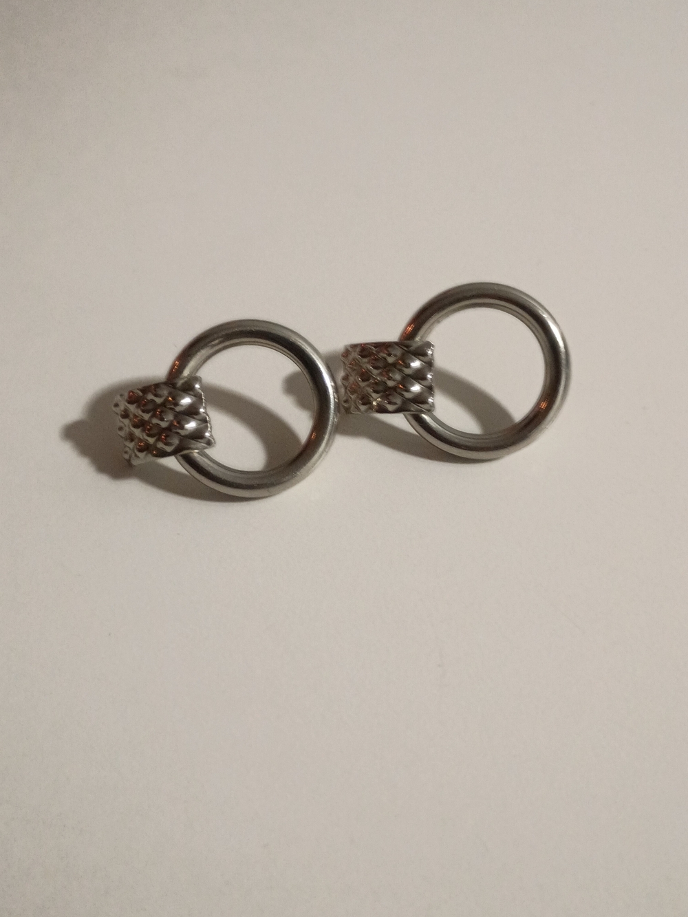 Silver Double Ring Link Earrings